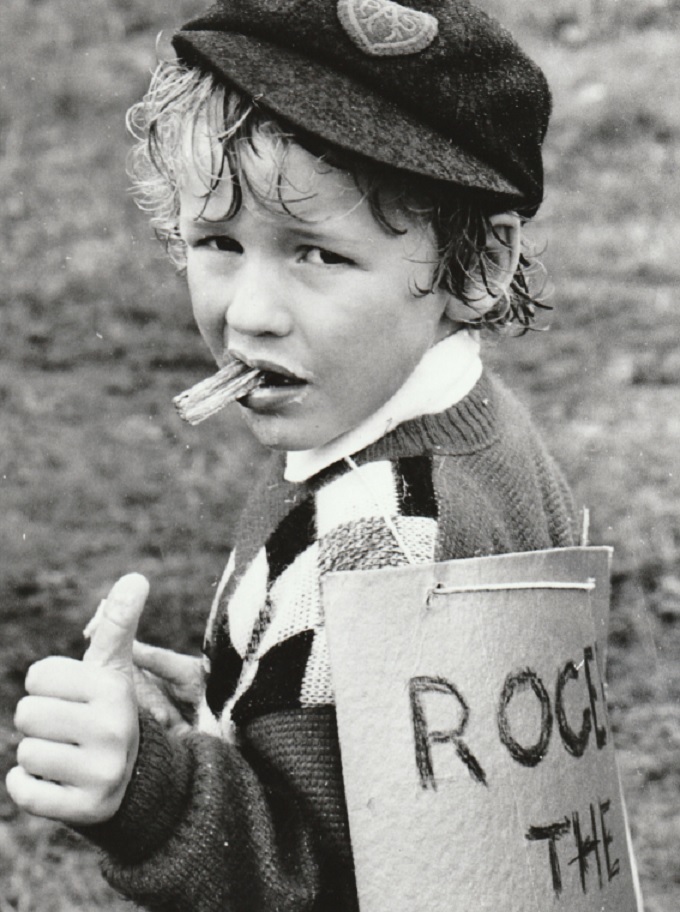Adrian Hickson, aged four, impersonates Roger the artful dodger at Allithwaite Carnival in 1988