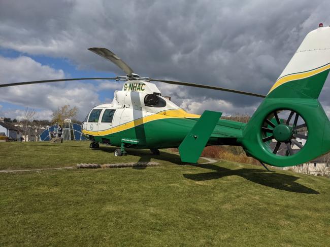 INCIDENT: The air ambulance at Kirkbarrow's Adventure recreational area