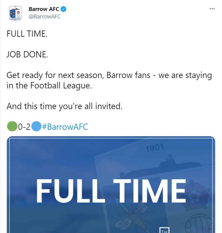 SHUTDOWN: Barrow AFC will not be on social media this weekend