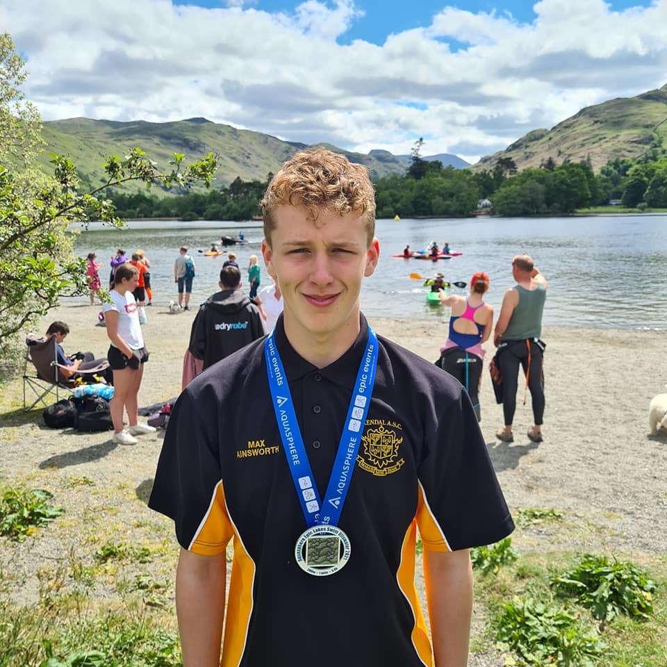 CHAMPS: Max Ainsworth who took part at the Triathlon (pictures Mrs Shirley King) 