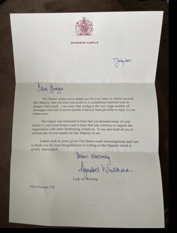 HONOUR: The letter from Her Majesty Queen Elizabeth II 