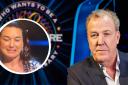 Who Wants to Be a Millionaire? presenter Jeremy Clarkson. Inset: Natalie Shaw (Credit: ITV)