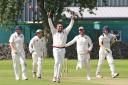 Sagar Udeshi celebrates after taking a wicket against Kendal. Article and photograph by Richard Edmondson, and The Kendal & District Sports Review