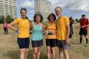 The author (middle right) with her friends after a parkrun