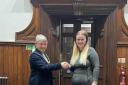 Rachael with new Kendal mayor Julia Dunlop at the town hall