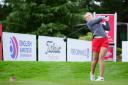 Caitlin Whitehead pictured teeing off at the women's England Amateur Championship