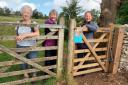 Margaret Pook, Dorothy Bayliss & Alison Jones of Kendal Ramblers inspecting the new gate