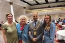 Mayor Harrid pictured with Adrienne Gill of COWC, Sara Oldham from Cash for Kids and Steph Humes from Carlisle Foodbank