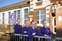 Pupils outside the revamped South Walney Junior School