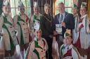 Mayor Dunlop with Barry Murphy and the Majorettes of Casperia