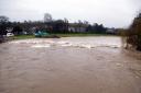 The swollen River Kent at Kendal this morning