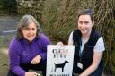 Eden District Council’s community wardens Karen Holmes (left) and Becky Duckworth, with the stencil they will be using in fouling ‘hot spots’ to encourage dog walkers to pick up after their animals