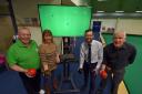 Examining the new camera and screen system are, left to right, bowls co-ordinator Tom Prescott, Cllr Elaine Martin, Peter Walker of project sponsors Specsavers and Eden Council leisure and communities manager Doug Huggon.