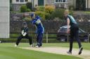 Lewis Edge slams a six in Netherfield’s T20 win over Penrith. Pic: Richard Edmondson