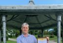 Holgates owner Michael Holgate with the AA accolade at the memorial pagoda to his late father, Frank