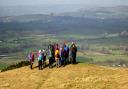 Kendal Ramblers group on Farleton Knott, above. A map of the route, right