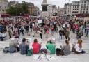 SHOUTING LOUD: Extinction Rebellion protestors in Trafalgar Square. Picture: PA