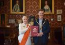 Mayor of Kendal Councillor Douglas Rathbone meeting with  Jacquetta Gomes