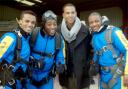 HIGH SPIRITS: Aston, Marvin, Jonathan and Ortise in their striking sky-dive suits