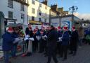 Sedbergh School pupils sang on the Market Square for most of the day