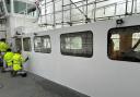 Windermere Ferry receiving a fresh coat of paint
