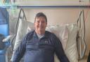 Mr Arstall in the hospital following the angiogram procedure