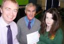 Lauren Hine with Westmorland and Lonsdale MP Tim Farron and technology teacher Chris Kieser