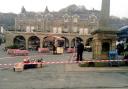 Filming takes place in Settle Market Place. Picture courtesy of the Lion, Settle