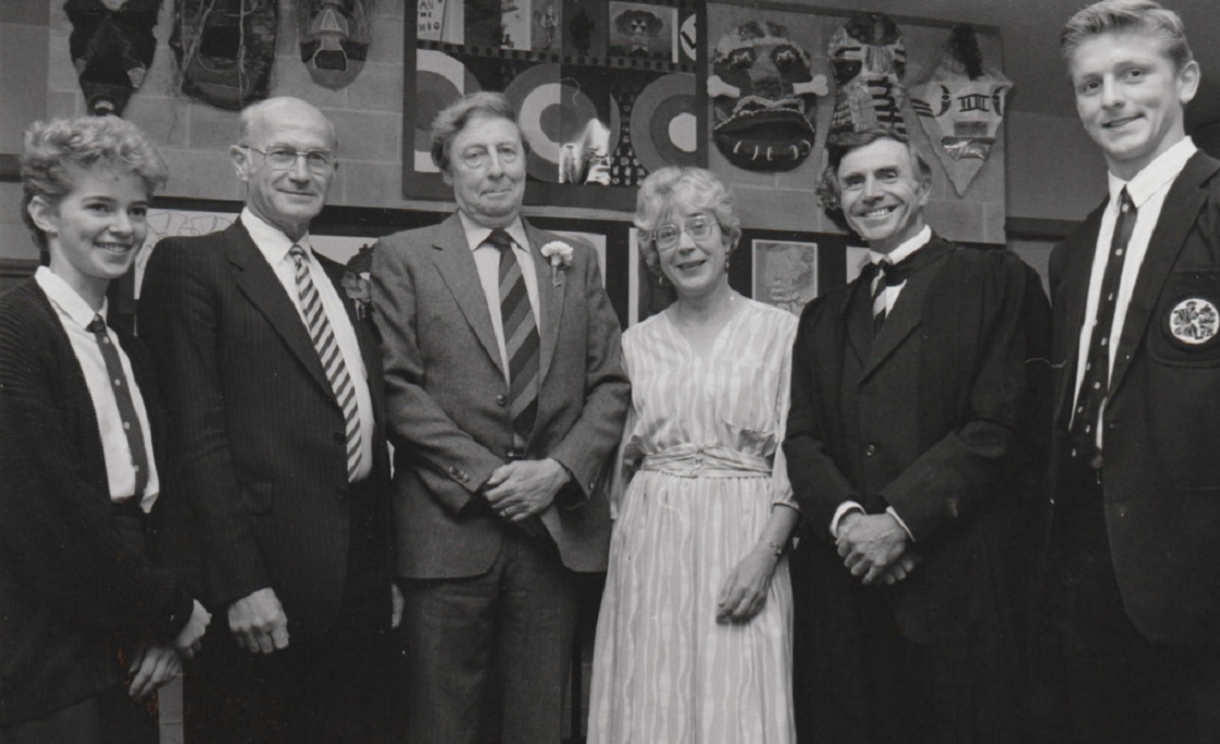PUPIL: Pictured at the speech day at Queen Elizabeth School, Kirkby Lonsdale, in 1988 are head girl Hayley Williamson; chair of governors Dr Brian Wilson; guest of honour David Webb and Mrs Webb; head Philip Castle; and head boy Nicholas Bettridge