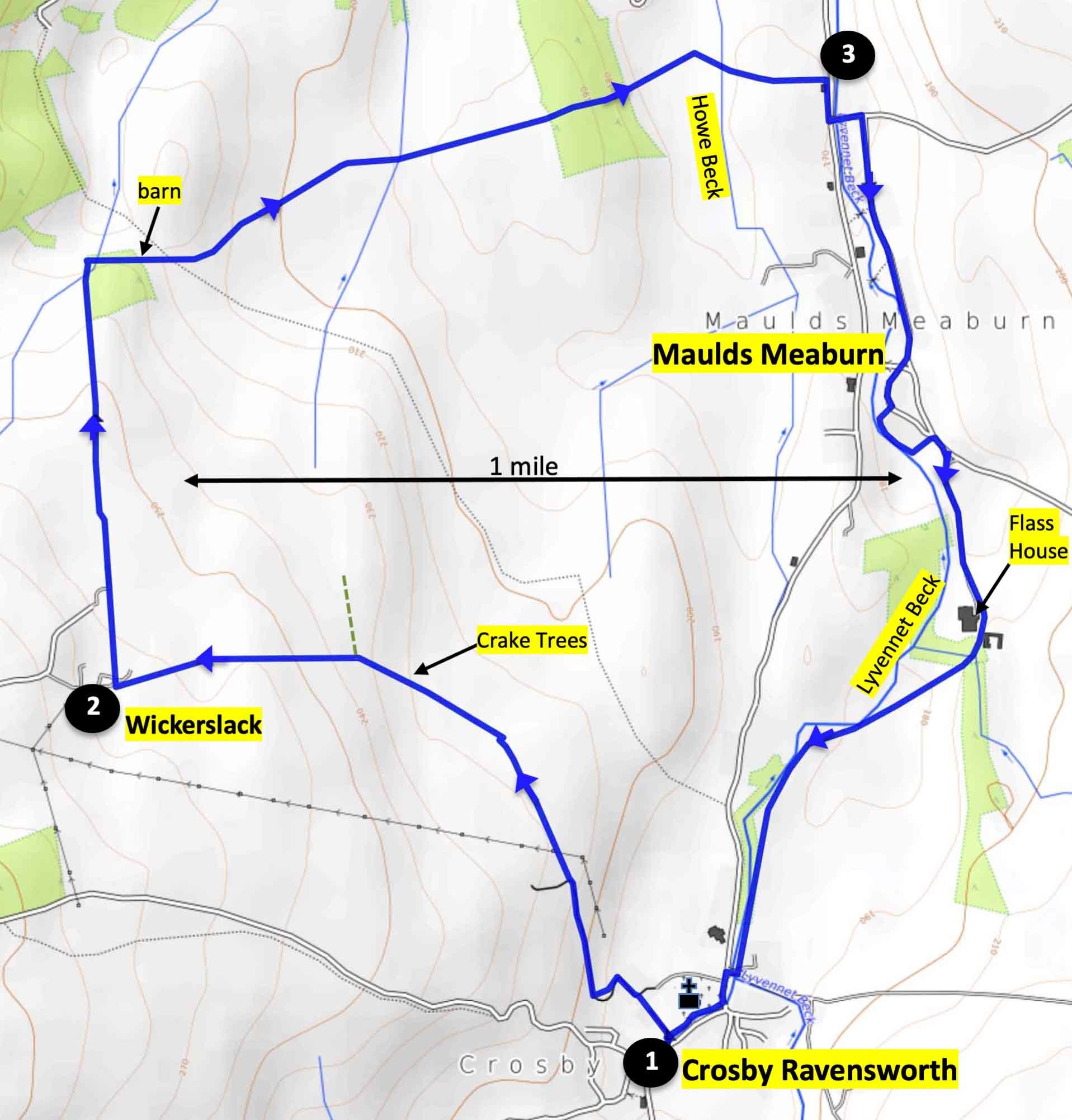 ROUTE: Crosby Ravensworth, Wickerslack and Maulds Meaburn walk