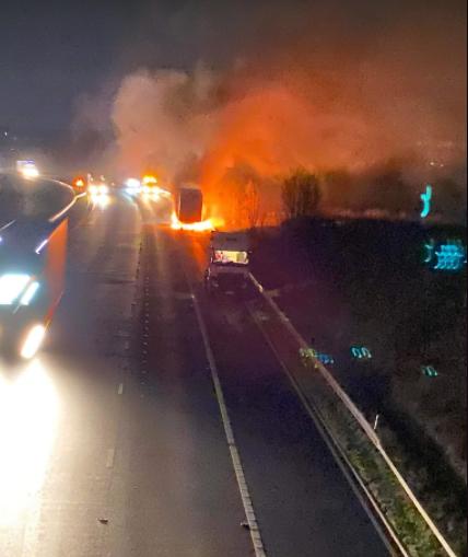 FIRE: Lorry on fire on M6