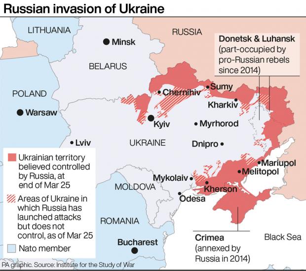 The Westmorland Gazette: Russian invasion of Ukraine. Photo via PA Graphics. 