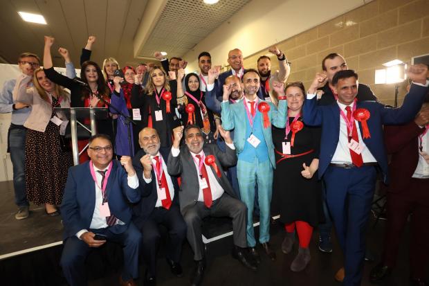 The Westmorland Gazette: Labour councillors celebrating the results at Peterborough (PA)