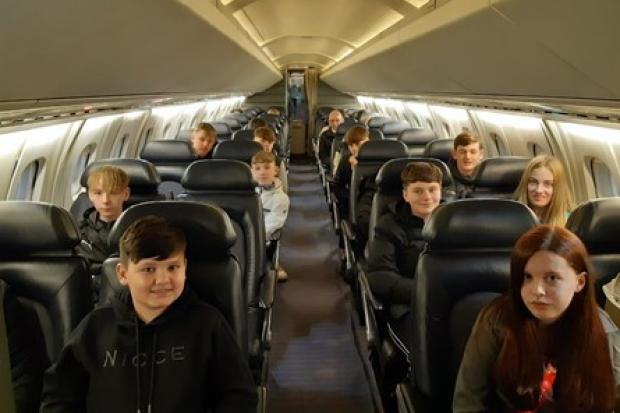 EXPLORE: Some of the pupils got to jump into the cockpit of a Concorde