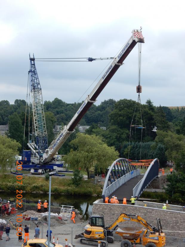 The Westmorland Gazette: The bridge being lifted into place last Wednesday Picture: Anna Williams