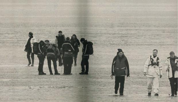 The Westmorland Gazette: A picture from the archive of rescue teams searching for the pair