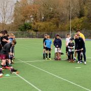 GB international David Ames during the coaching session with Windermere School pupils