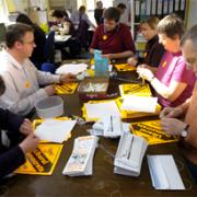 ELECTION FEVER: Liberal Democrat Party workers in Kendal get down to the serious business of trying to retain the seat.