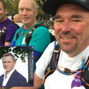 DONATION: Daniel Craig made a £10,000 donation as 3 Dads Walking started their journey from Cumbria at the weekend. Tim Owen, Mike Palmer and Andy Airey