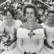 Grange Carnival Queen in 1991 Rachel Bradshaw with her attendants Sonia Coles (left) and Amelia Barr (right) ready for the procession through the town to begin