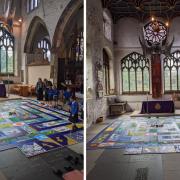 Children from St Mark’s’ School, Natland, walking the Schools’ Labyrinth  at Holy Trinity Church, Kendal