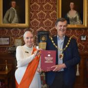Mayor of Kendal Councillor Douglas Rathbone meeting with  Jacquetta Gomes