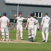 Matthew Park celebrating a wicket (Match report and photographs by Richard Edmondson)