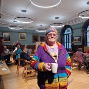 Dorothy Gibbons at the warm spot in the Town Hall