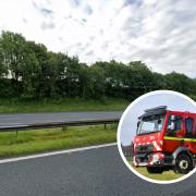 Fire engines from Cumbria and Lancashire were called to the M6 this morning