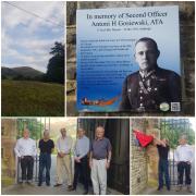 Plaque installed at Sedbergh cemetery's Lych Gate on Busk Lane of former Polish Air Force pilot, Antoni Henryk Gosiewski who lost his life in 1941 during World War Two after he crashed on Arant Haw.