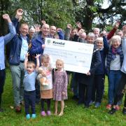 Residents of Kirkbie Green, Kendal receiving a grant for £500 from Kendal Town Council, with Tim Farron MP, Mayor of Kendal Cllr Julia Dunlop and Cllr Eamonn Hennessy