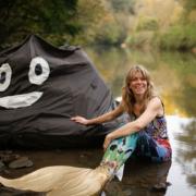 Lindsey Cole with the big 'poo' she'll be swimming with