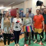 Staff gunged for Red Nose Day.