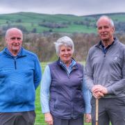 Joe Bowman, new club captain (right), Julia Taylor, lady captain and Jack Waite, seniors’ captain, at the Captains' Drive-in at Kirkby Lonsdale Golf Club